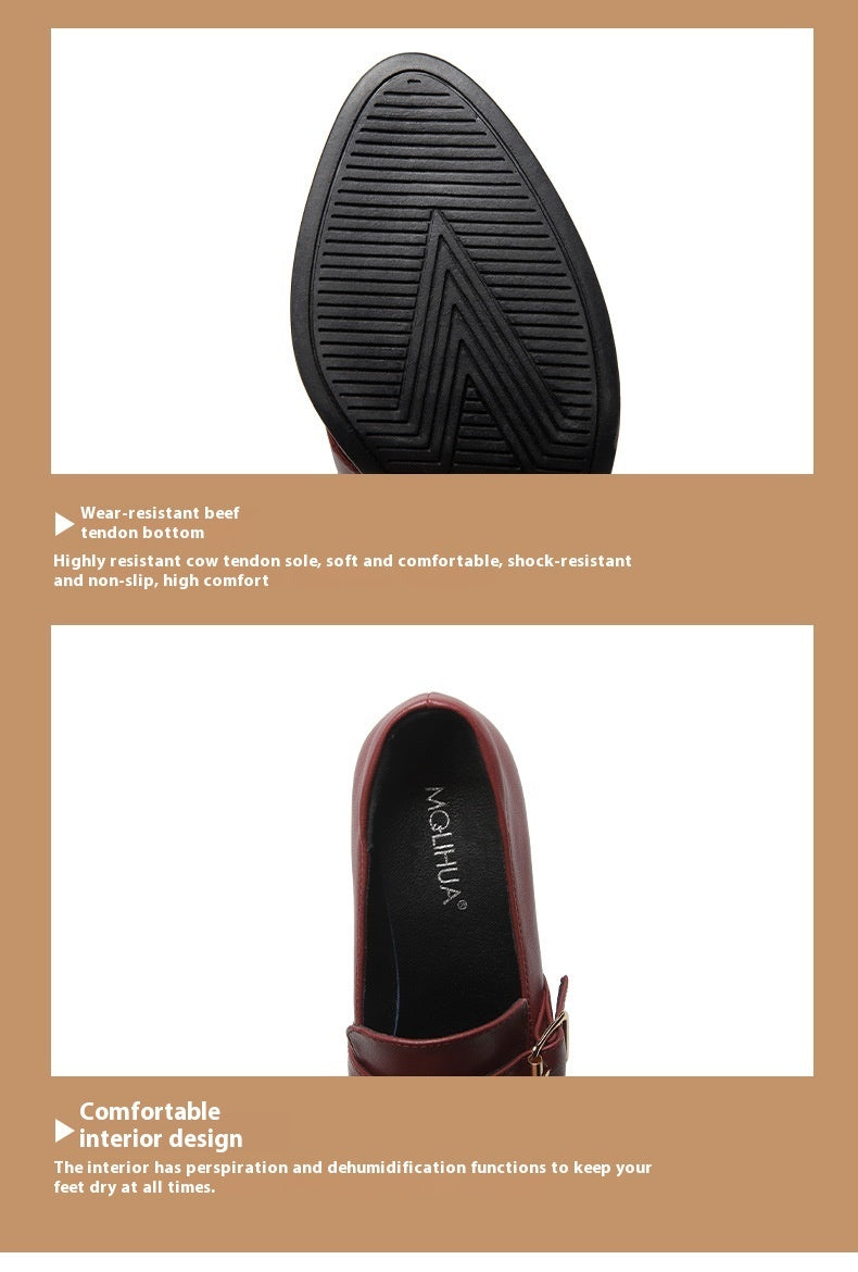 Talons hauts à la mode, à boucle carrée européenne et américaine confortable de style britannique Store Hive UNIjuntos