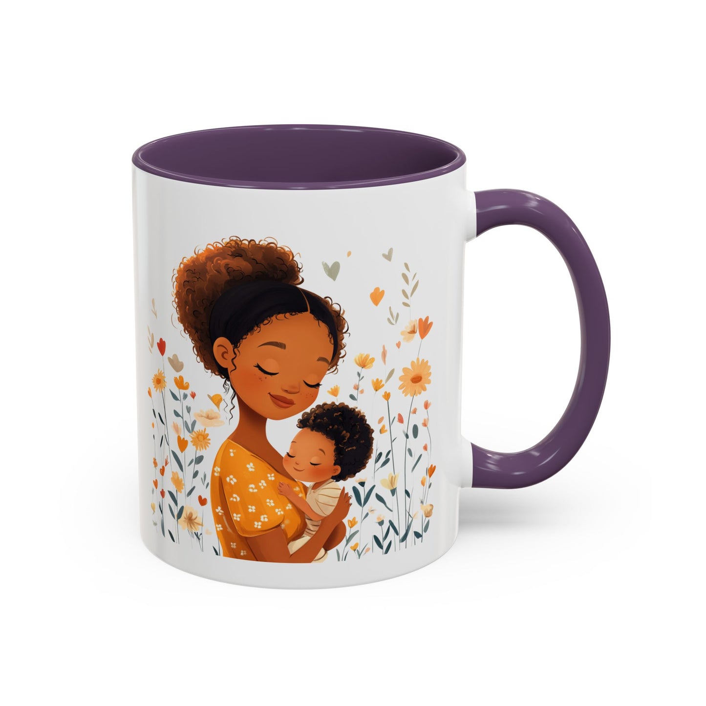 Warmth & Love Mug, Floral Mother & Child Coffee Cup, Gift for Mom, Cozy Drinkware, Baby Shower Mug, Family Bonding