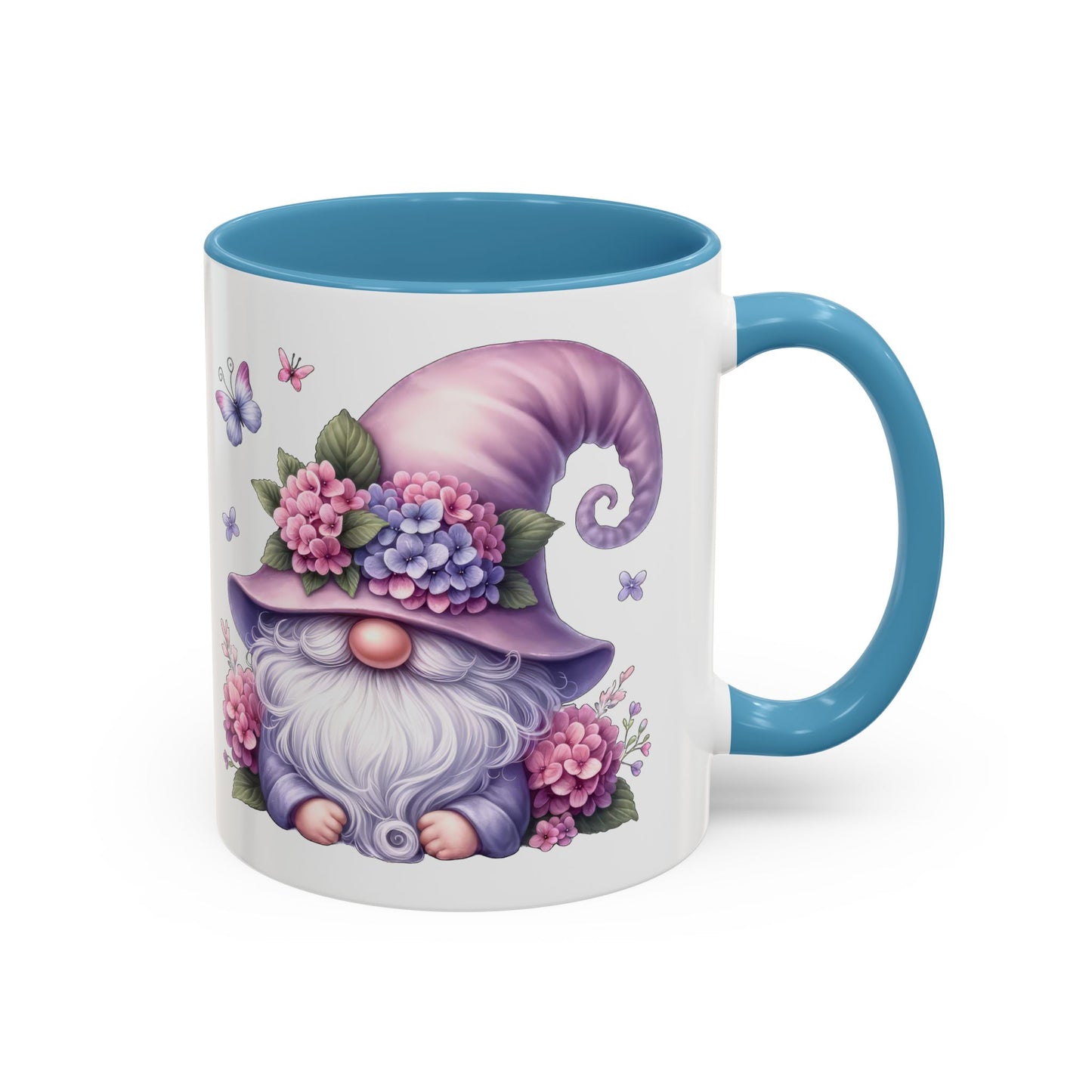 Gnome Floral Accent Coffee Mug, Cute Gnome Mug, Gift for Garden Lovers, Mother's Day Coffee Cup, Spring Decor, Personalized Mug