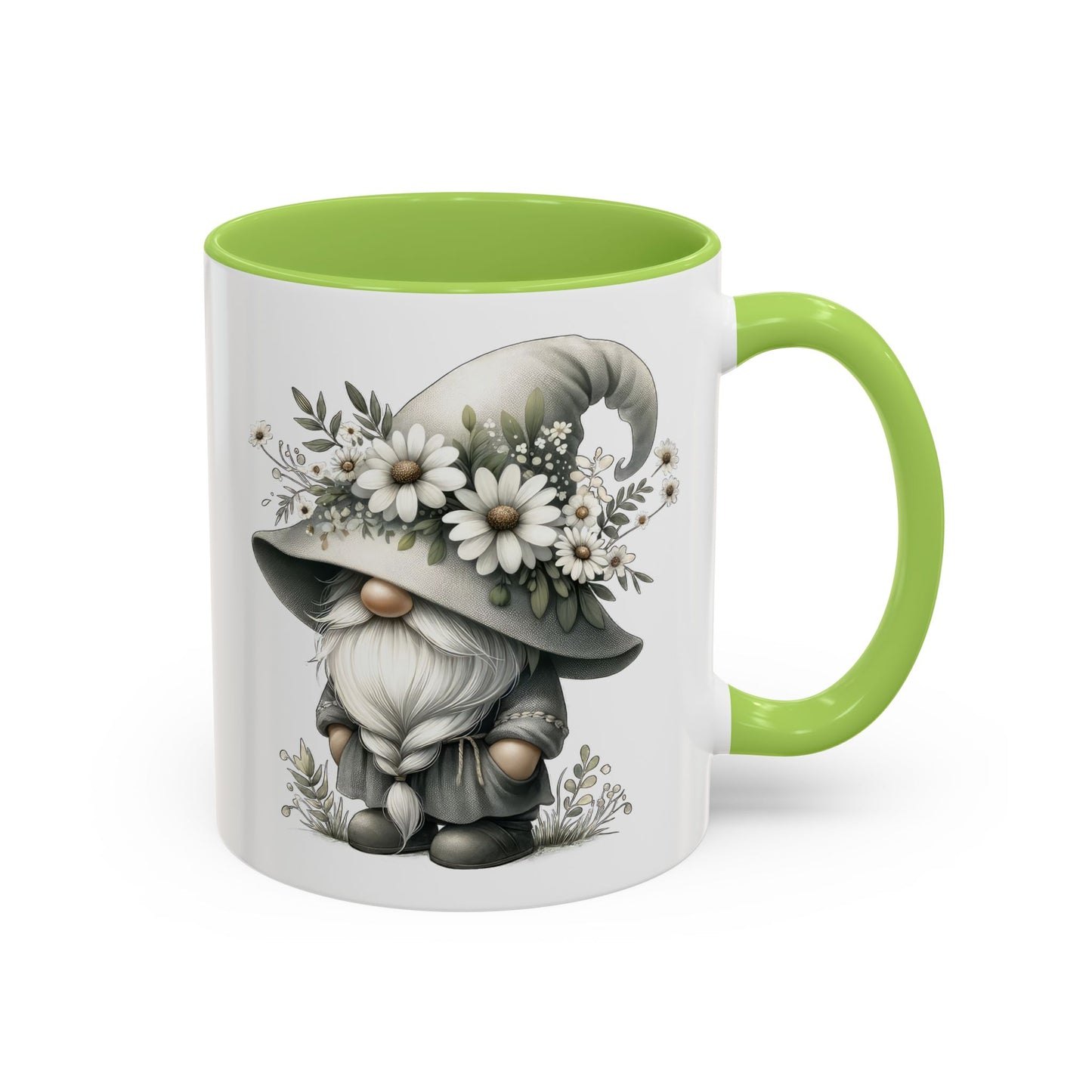 Whimsical Gnome Coffee Mug, Cute Floral Mug, Gift for Garden Lovers, Accent Mug for Coffee, Tea, and Hot Cocoa