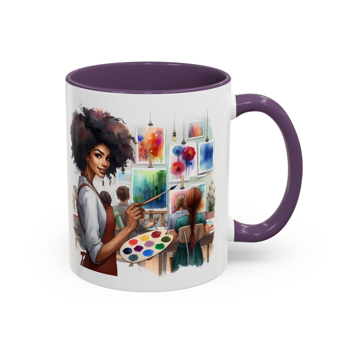 Artistic Creative Coffee Mug for Artists, Unique Mug Gift, Black Handle Ceramic Cup, Inspirational Art Lover Drinkware, Paint Palette Design