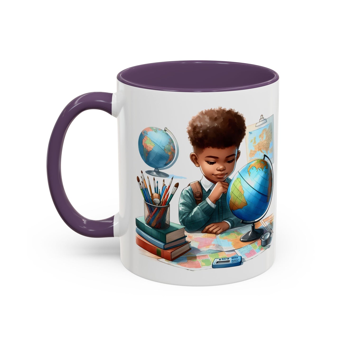 World Explorer Accent Coffee Mug - Perfect for Students, Travel Lovers, Teachers, Back to School, Gift for Kids