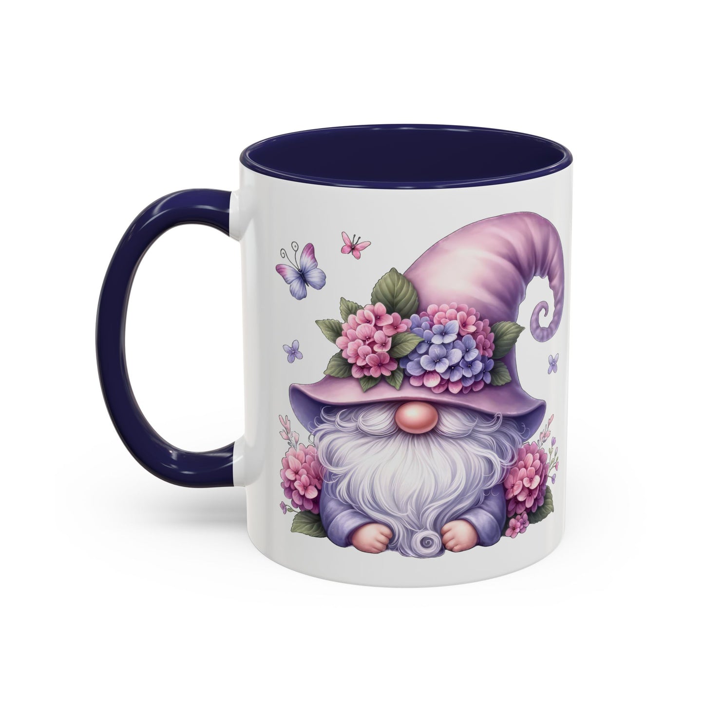 Gnome Floral Accent Coffee Mug, Cute Gnome Mug, Gift for Garden Lovers, Mother's Day Coffee Cup, Spring Decor, Personalized Mug