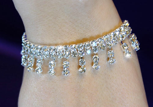 Bridal Wedding Crystal Dangling Silver Bracelet XB003-0