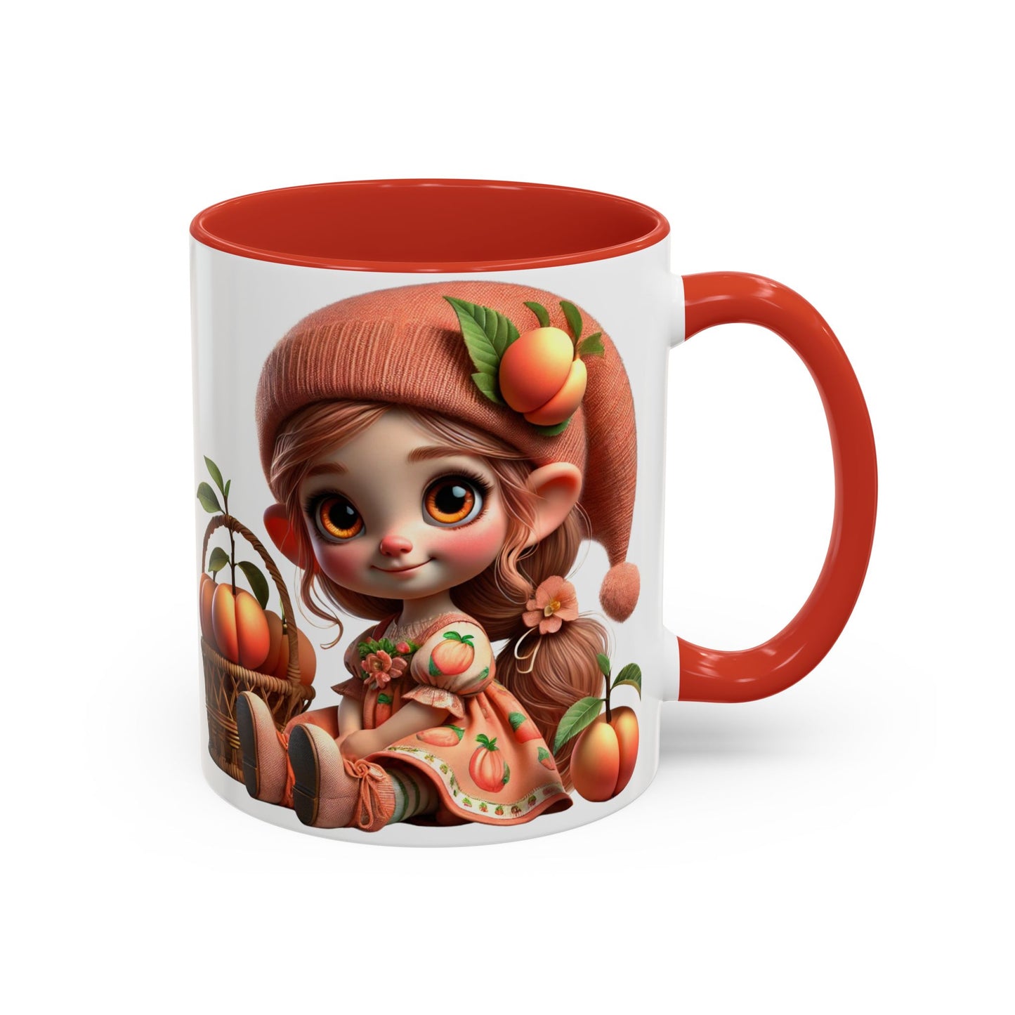 Cute Peach Character Accent Coffee Mug - Ideal for Cozy Mornings