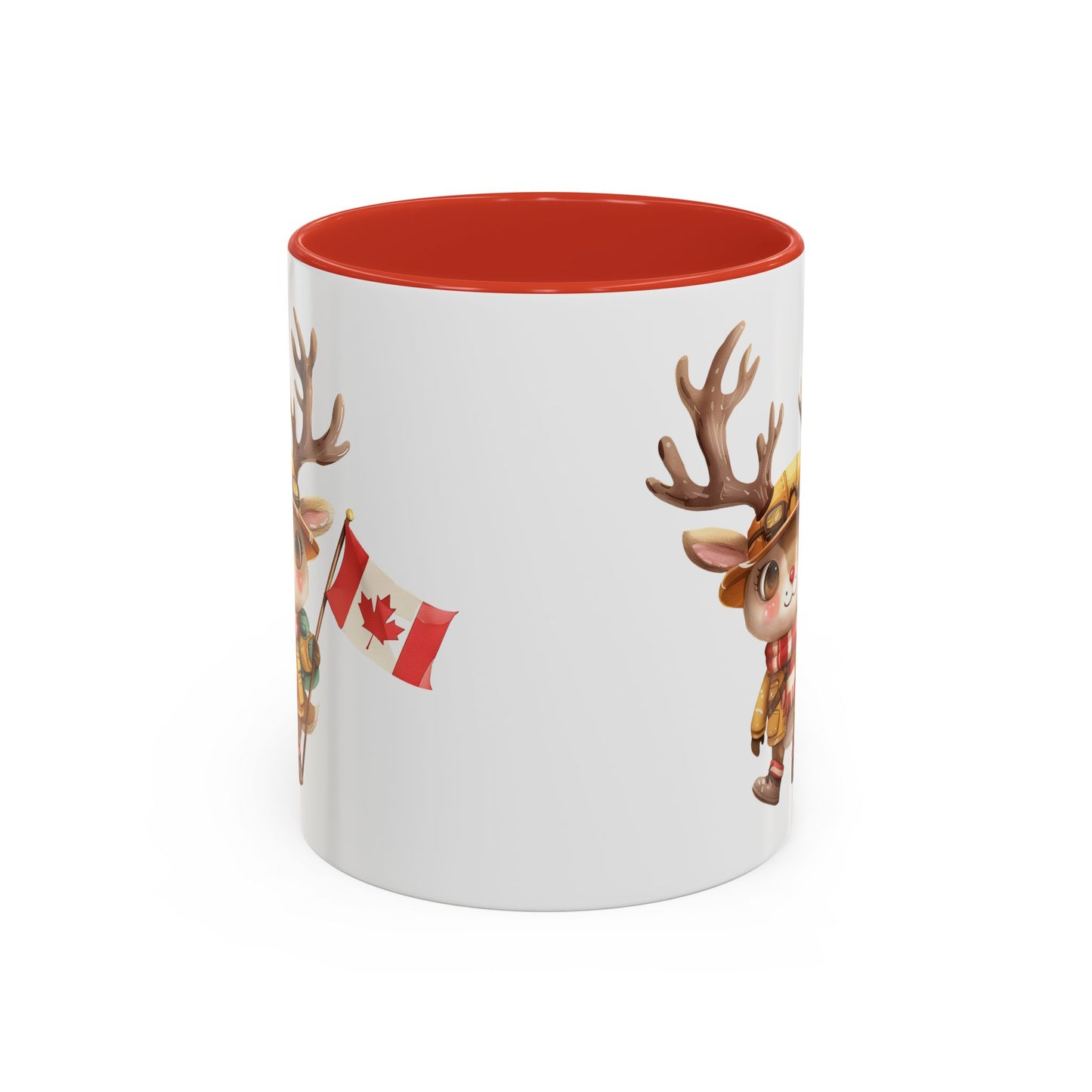Cute Canadian Reindeer Mug, Accent Coffee Cup for Animal Lovers, Holiday Gift, Cute Kitchen Decor, Seasonal Drinkware