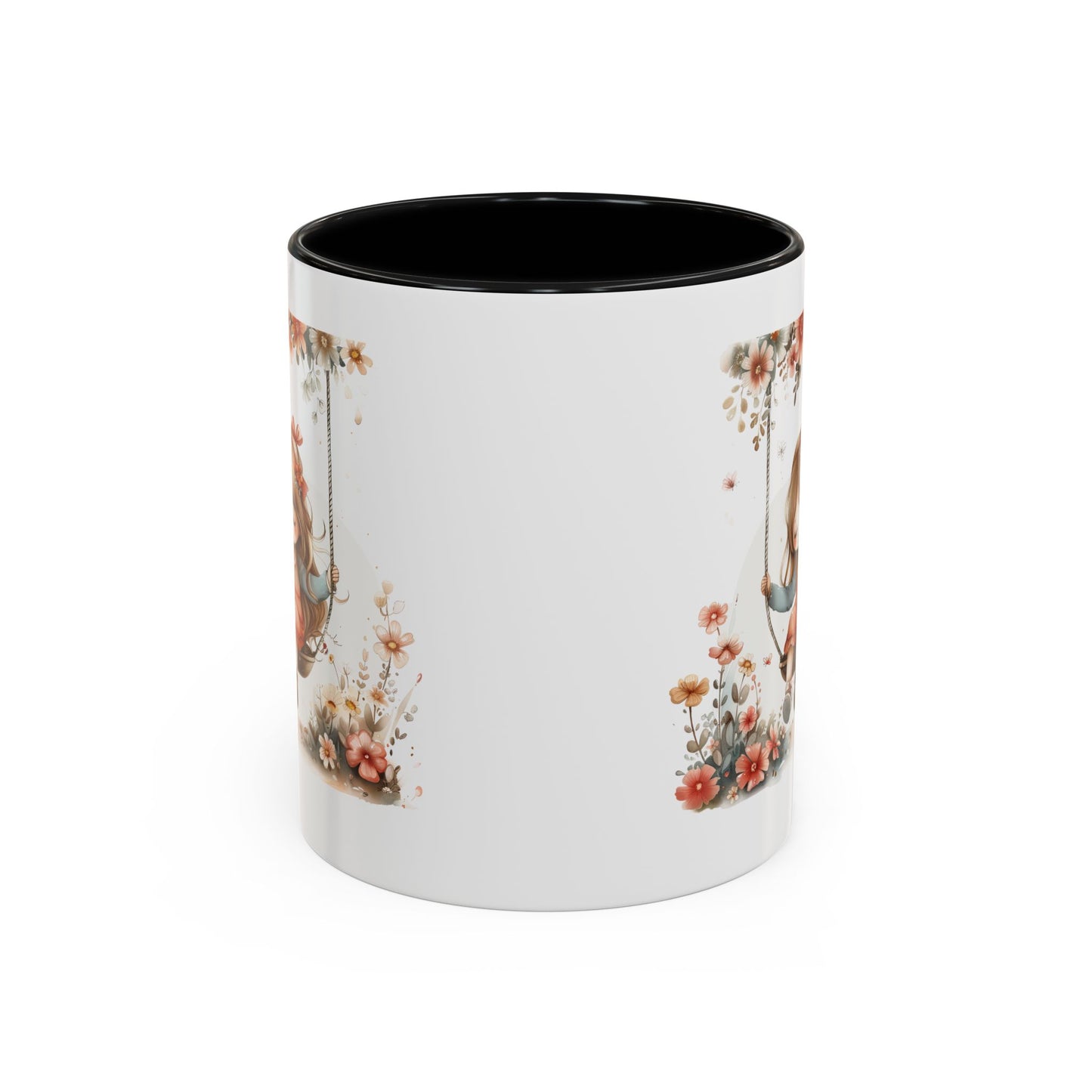 Cute Floral Swing Coffee Mug, Adorable Gift for Her, Tea Lover Mug, Cozy Home Decor, Birthday Gift, Floral Art Drinkware