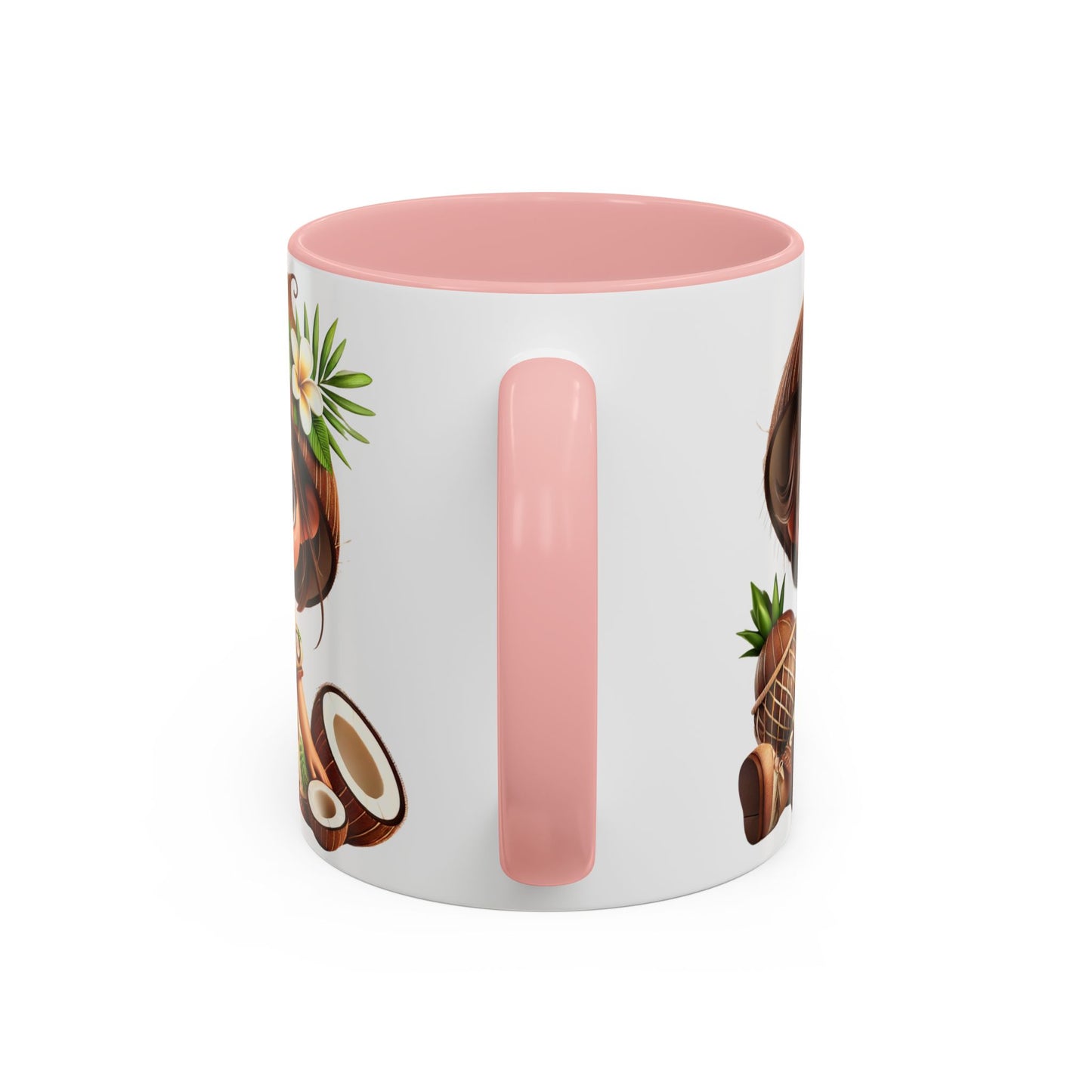 Tropical Kid's Accent Coffee Mug - Cute Animated Design with Pineapple & Coconut