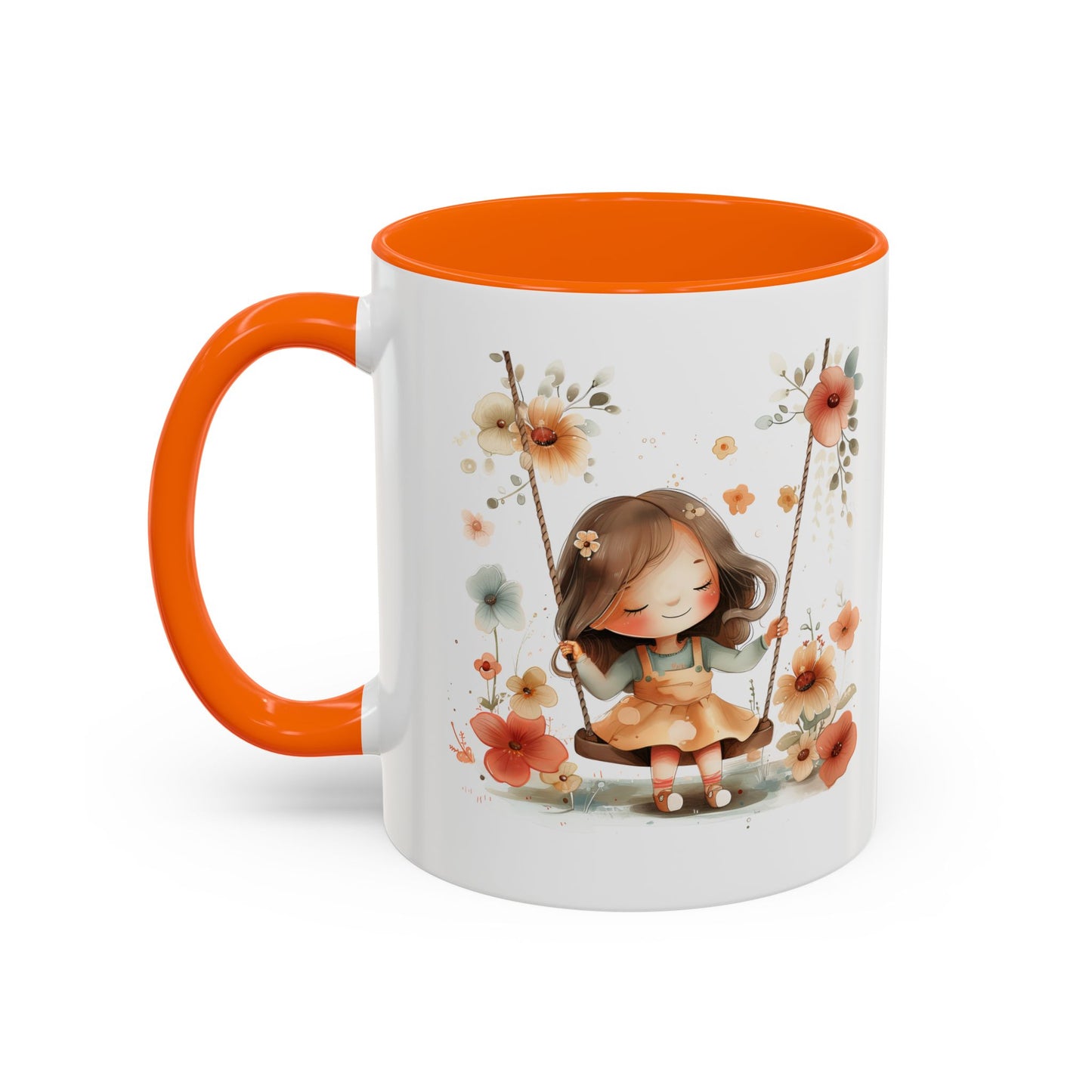 Floral Swing Coffee Mug - Whimsical Flower Design, Cute Gift for Tea Lovers, Boho Kitchen Decor, Birthday, Mother's Day