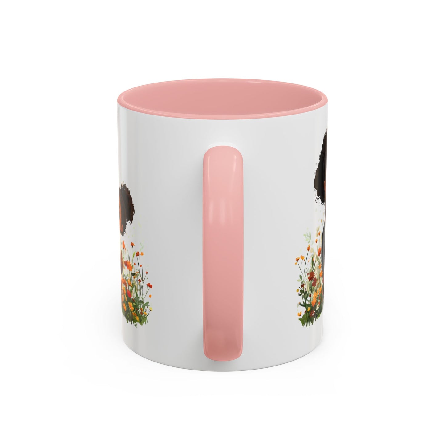 Floral Family Accent Coffee Mug, Black Handle Mug, Mama and Child Gift, Mother's Day, Cozy Home Decor, Cute Coffee Cup