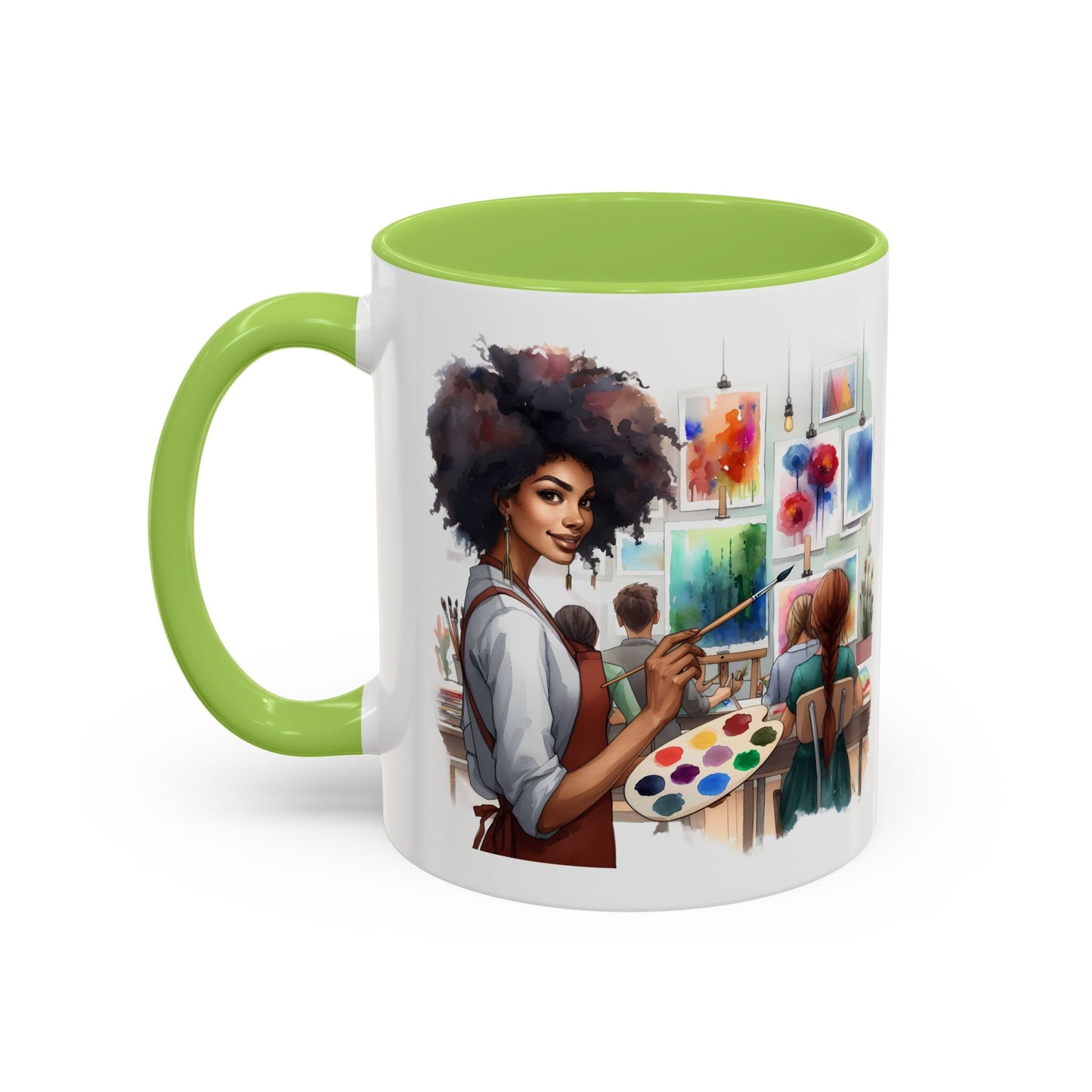 Artistic Creative Coffee Mug for Artists, Unique Mug Gift, Black Handle Ceramic Cup, Inspirational Art Lover Drinkware, Paint Palette Design