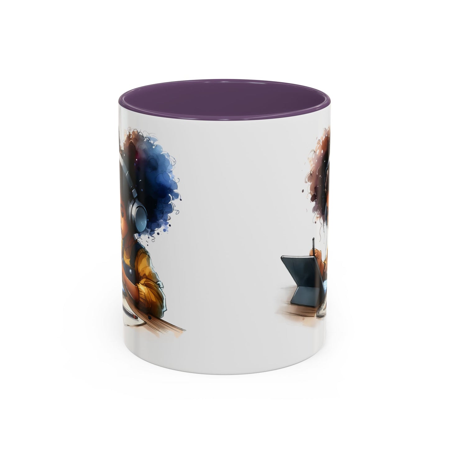 Vibrant Kid's Study Mug, Art Inspired Coffee Cup, Black Handle Tea Mug, Creative Gift for Students, Birthday Present