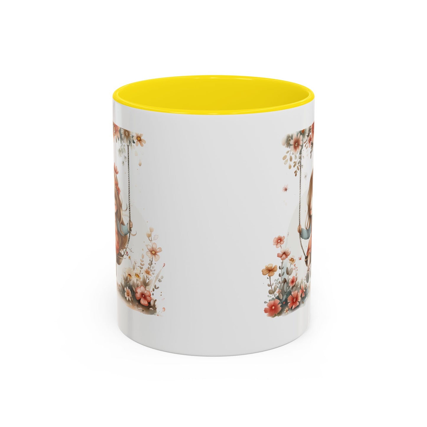 Cute Floral Swing Coffee Mug, Adorable Gift for Her, Tea Lover Mug, Cozy Home Decor, Birthday Gift, Floral Art Drinkware