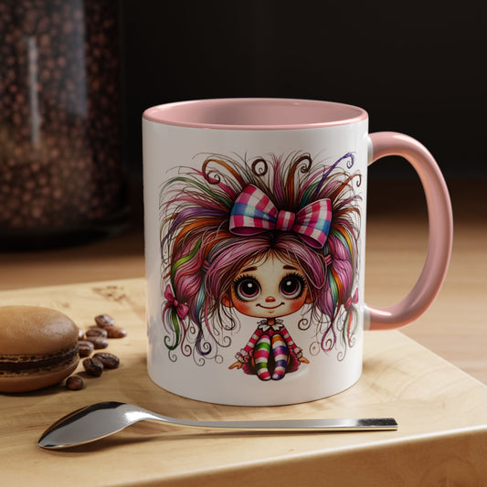 Whimsical Girl Accent Coffee Mug - Colorful Art for Coffee Lovers, Fun Gifts, Home Décor, Birthday, and Cheerful Mornings