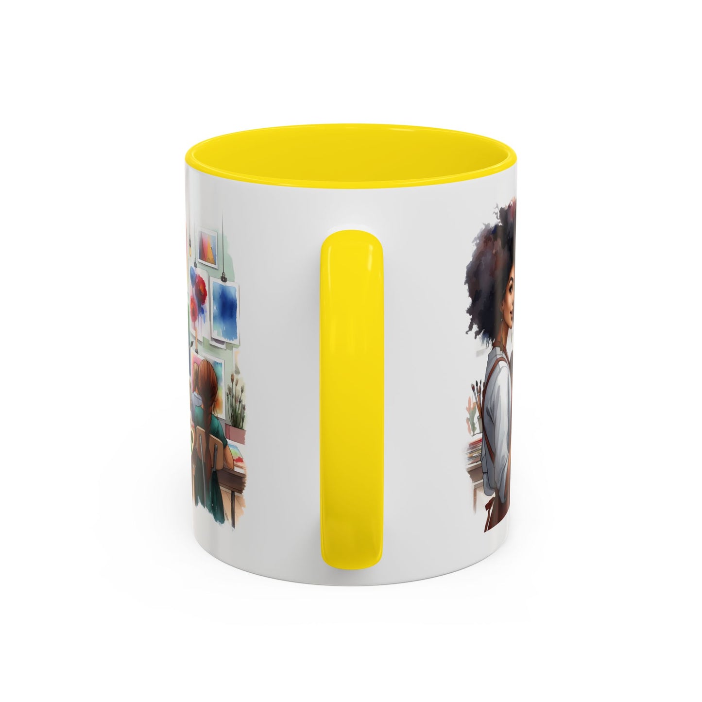 Artistic Creative Coffee Mug for Artists, Unique Mug Gift, Black Handle Ceramic Cup, Inspirational Art Lover Drinkware, Paint Palette Design