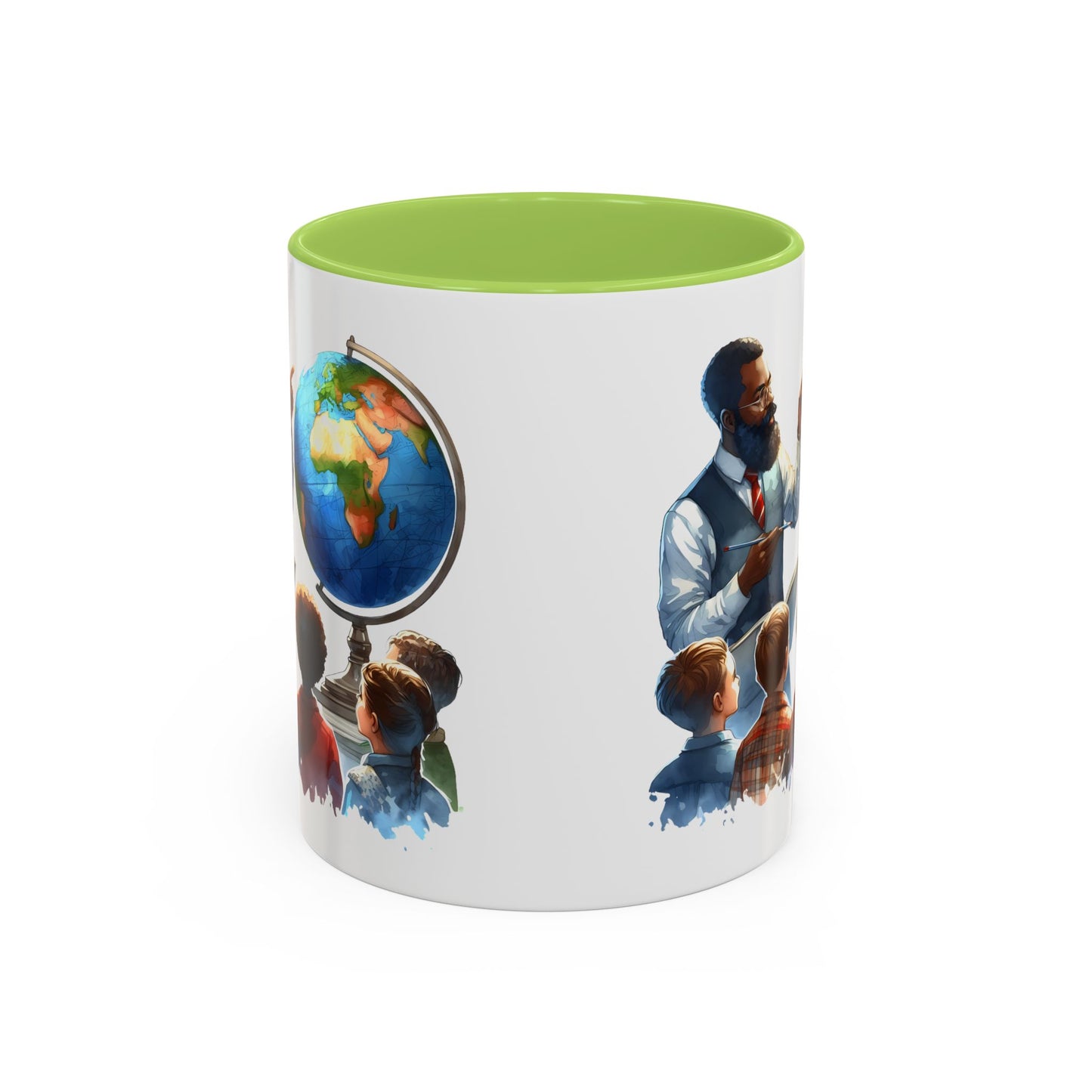 World Teacher Accent Coffee Mug - Inspiring Gift for Educators, Classroom Decor, Study Sessions, Teacher Appreciation, Travel Enthusiasts