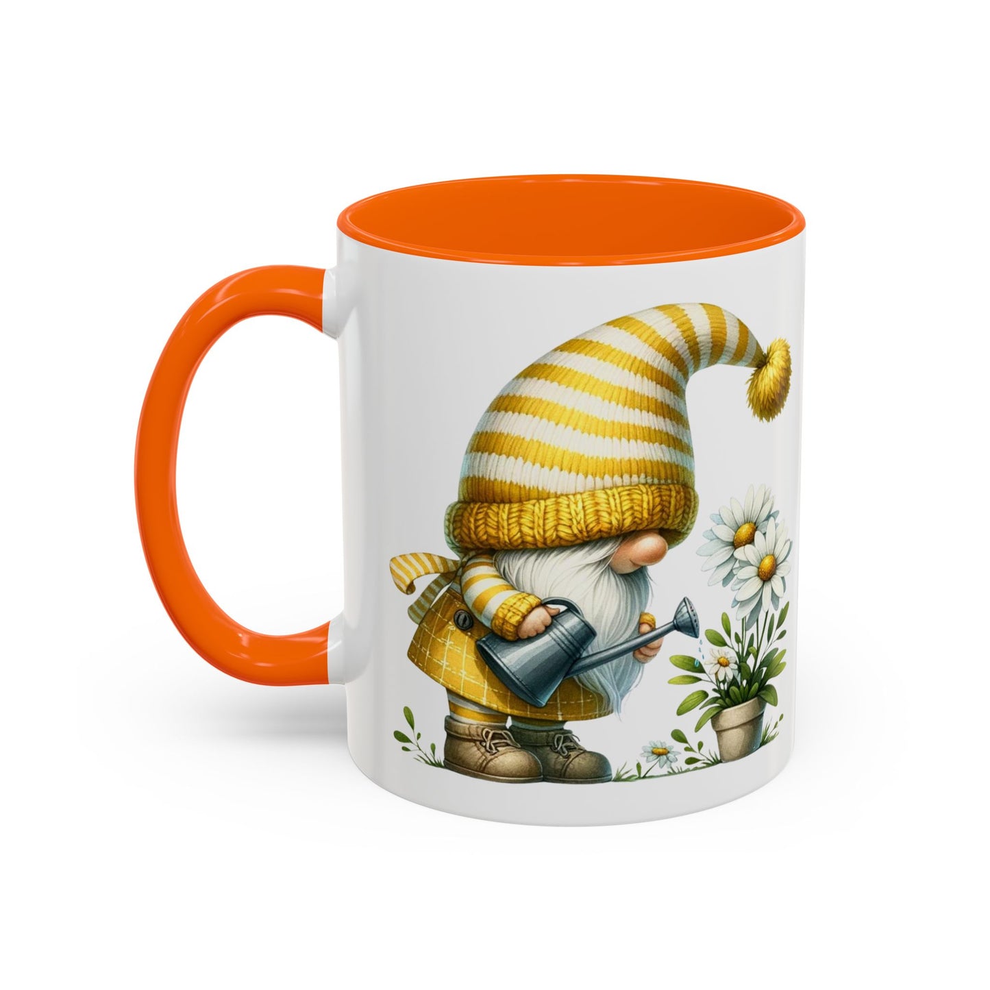 Charming Gnome Accent Coffee Mug, Cute Nature Decor, Garden Lover Gift, Springtime Coffee Cup, Whimsical Kitchenware