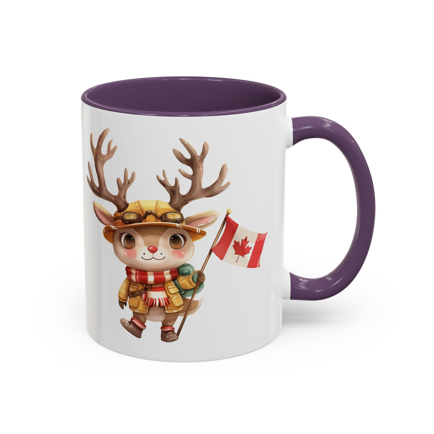 Cute Canadian Reindeer Mug, Accent Coffee Cup for Animal Lovers, Holiday Gift, Cute Kitchen Decor, Seasonal Drinkware