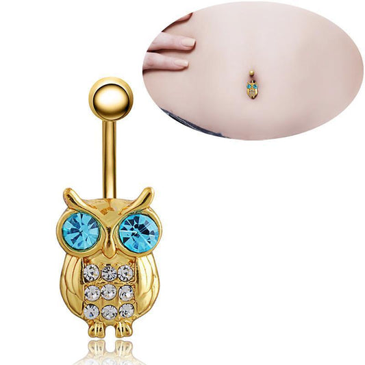 New Gilded Silver Owl Belly Button Ring Piercing Jewelry