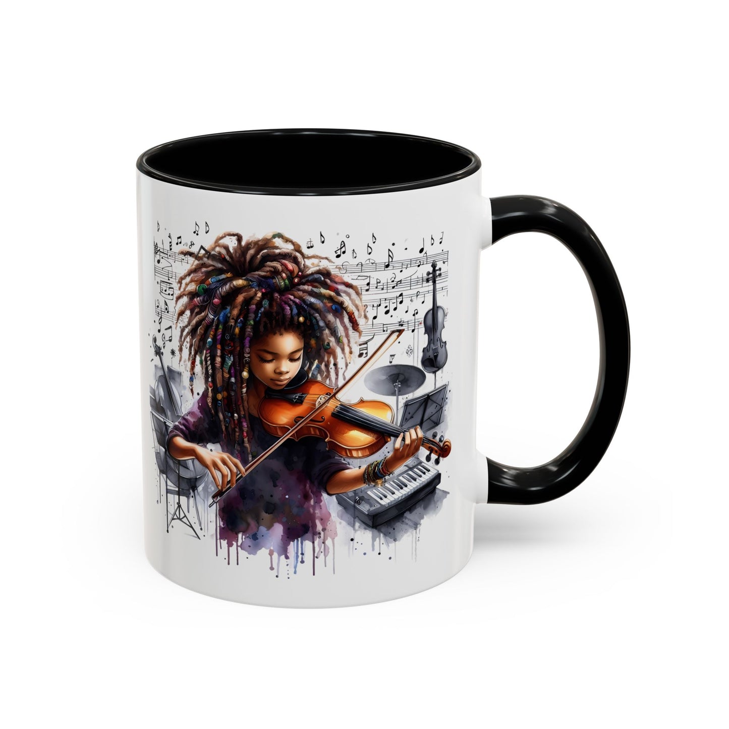 Musical Accent Coffee Mug, Music Lover Gift, Black and White Mug, Jazz Theme Mug, Artist Appreciation