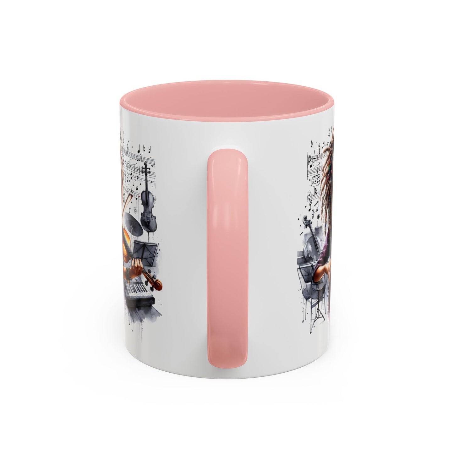 Musical Accent Coffee Mug, Music Lover Gift, Black and White Mug, Jazz Theme Mug, Artist Appreciation