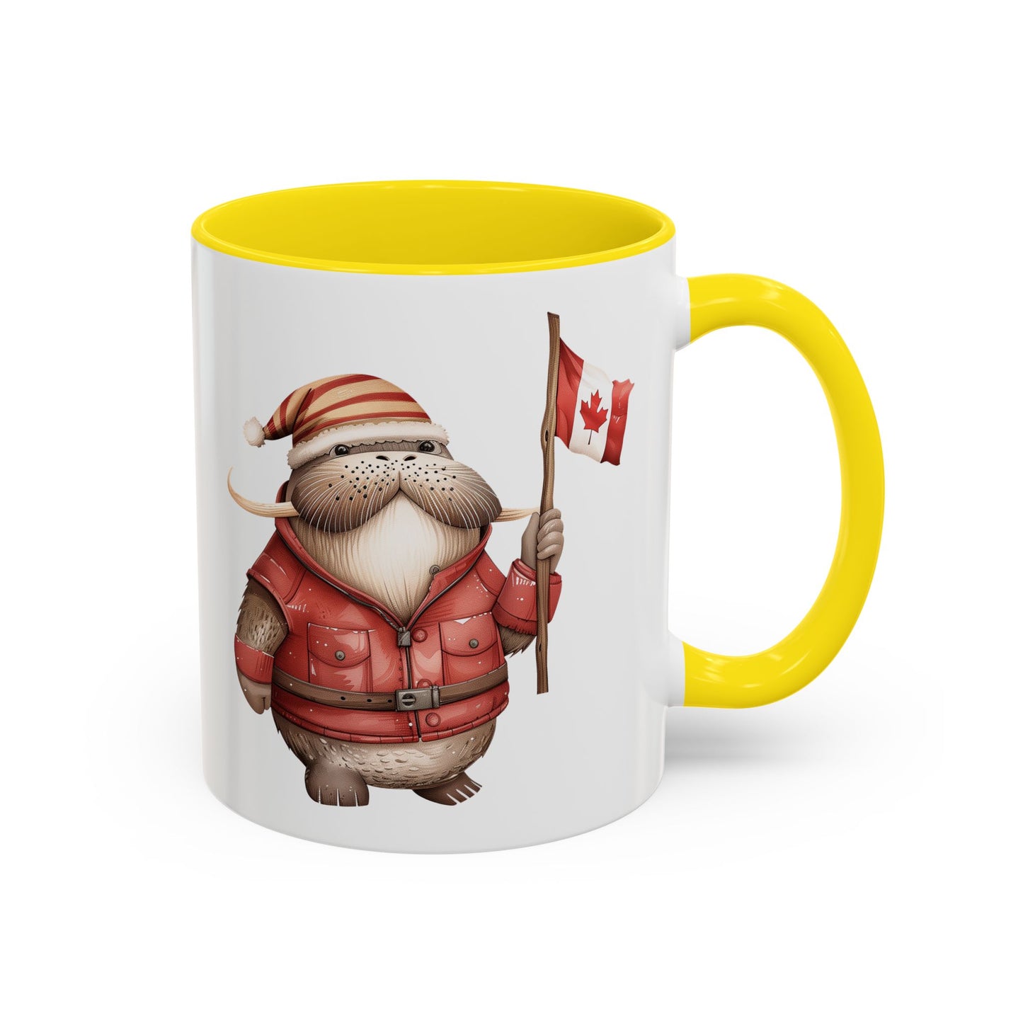Canadian Holiday Accent Coffee Mug - Adorable Walrus with Flag, Gift for Canada Day, Cute Decor, Coffee Lover, Kitchen Accessory