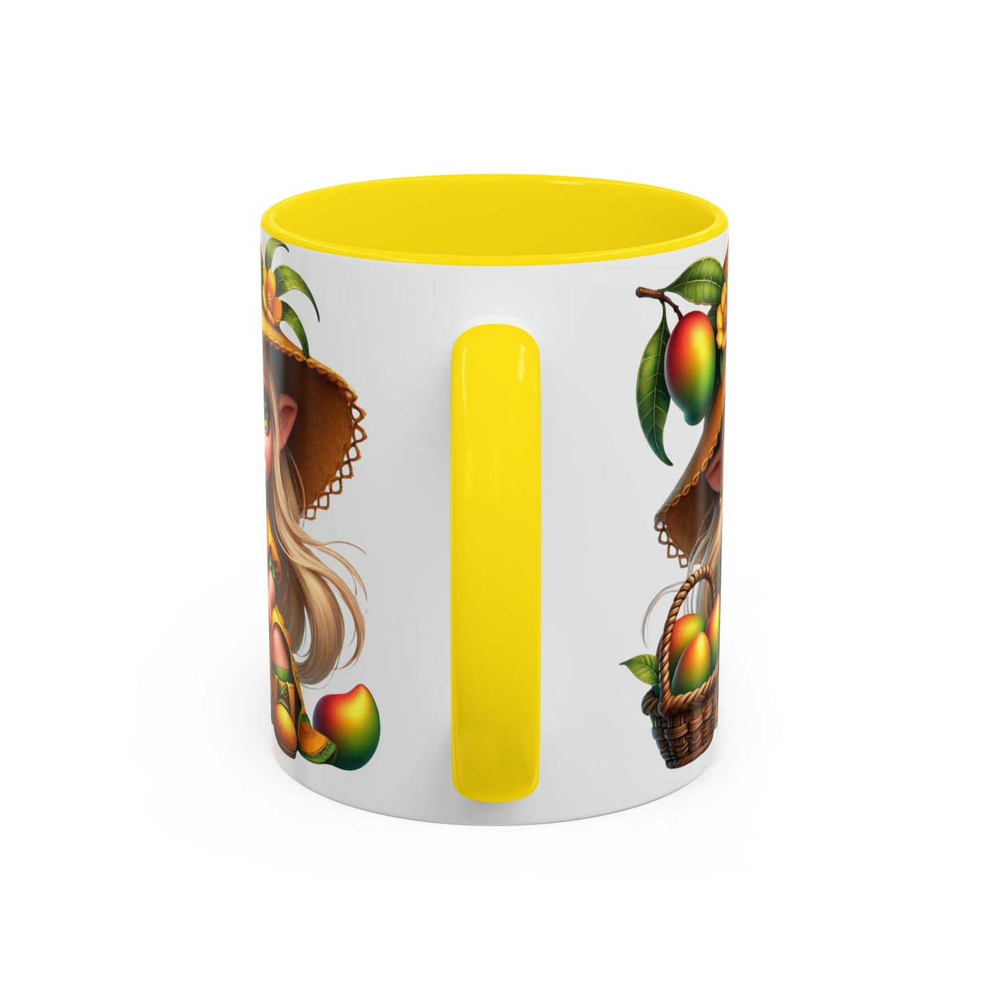 Whimsical Mango Fairy Coffee Mug - Cute Illustrative Design for Fruit Lovers