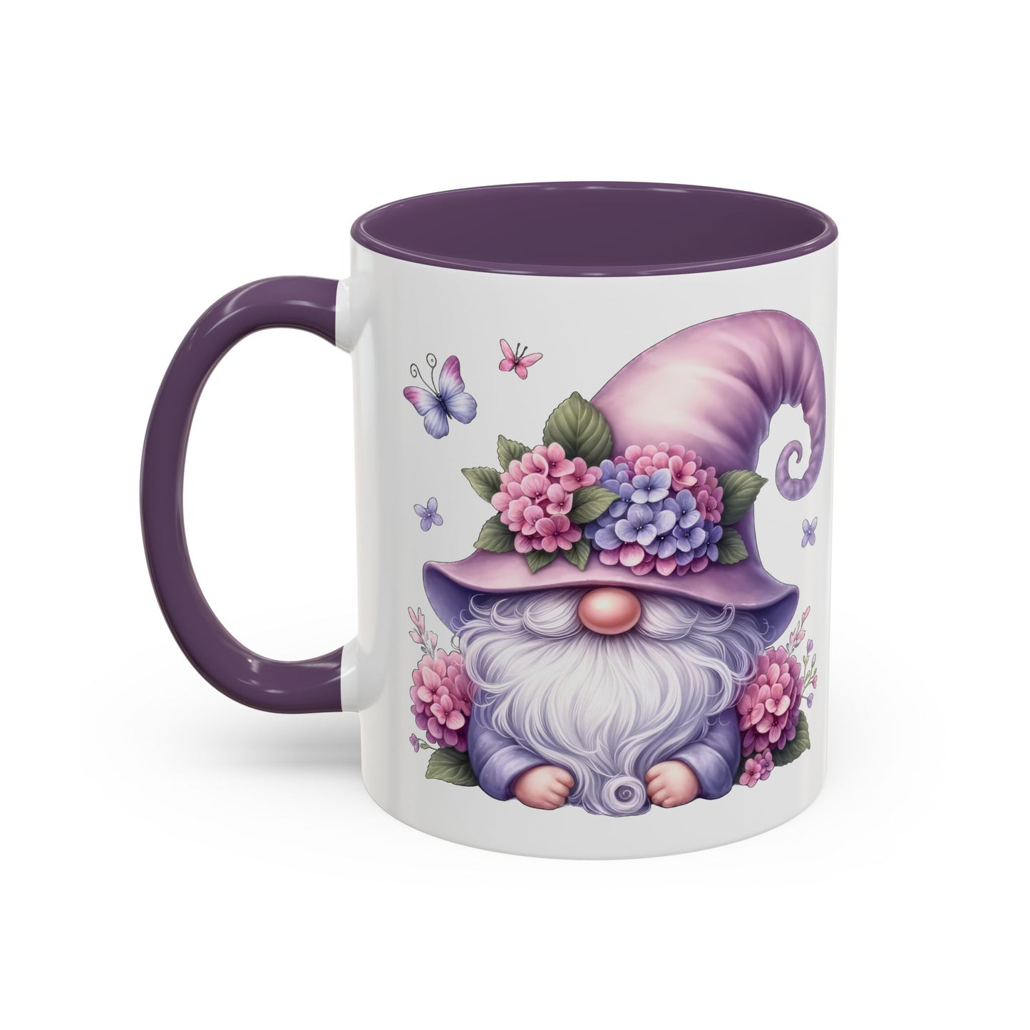 Gnome Floral Accent Coffee Mug, Cute Gnome Mug, Gift for Garden Lovers, Mother's Day Coffee Cup, Spring Decor, Personalized Mug