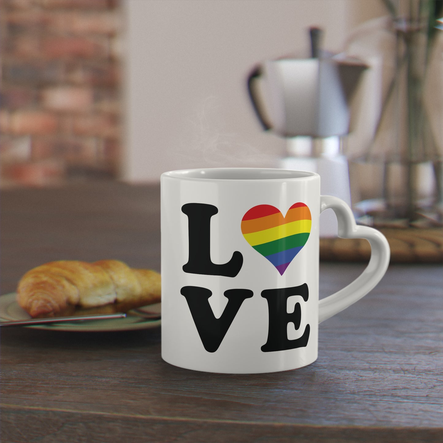 Rainbow Love Heart-Shaped Mug - Perfect for Pride and Everyday Coffee Enthusiasts