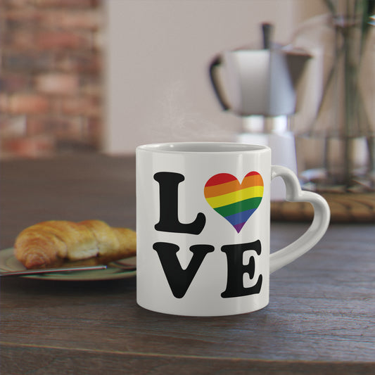 Rainbow Love Heart-Shaped Mug - Perfect for Pride and Everyday Coffee Enthusiasts