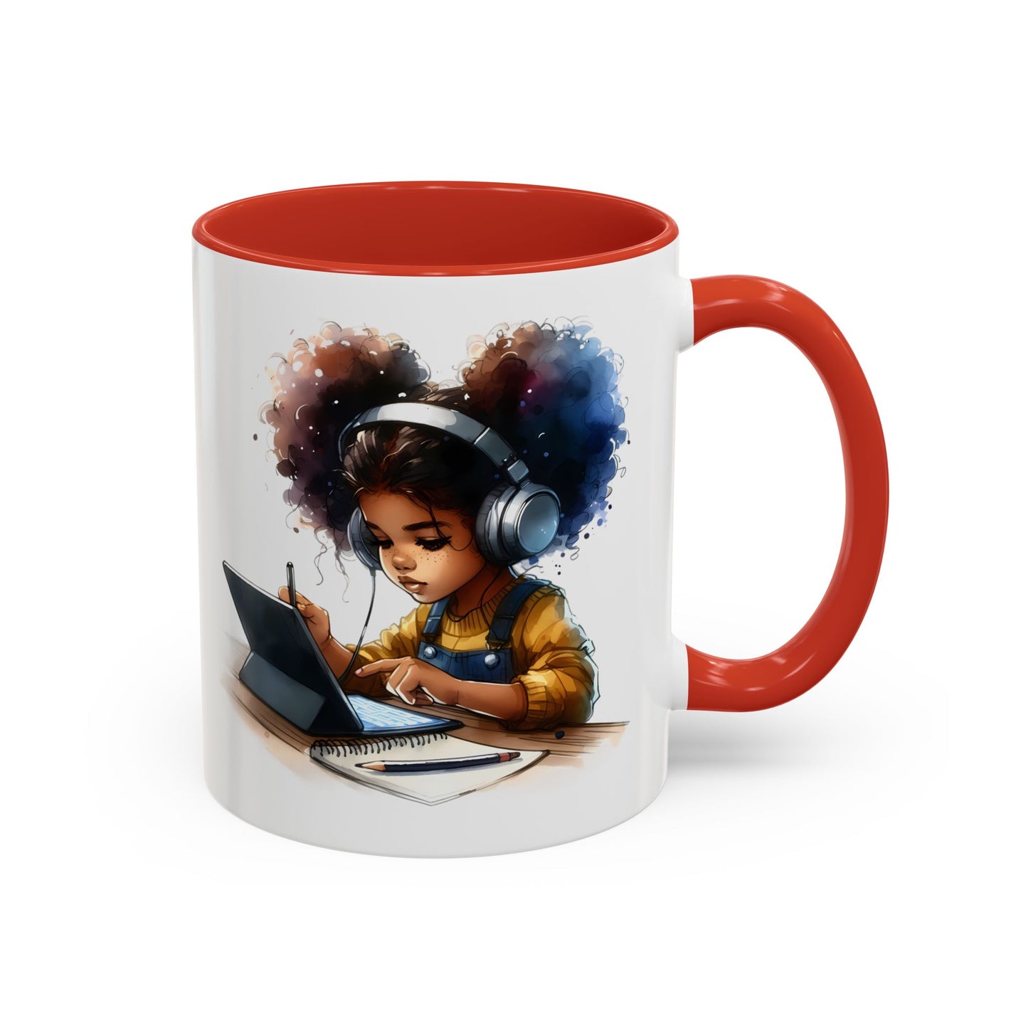 Vibrant Kid's Study Mug, Art Inspired Coffee Cup, Black Handle Tea Mug, Creative Gift for Students, Birthday Present