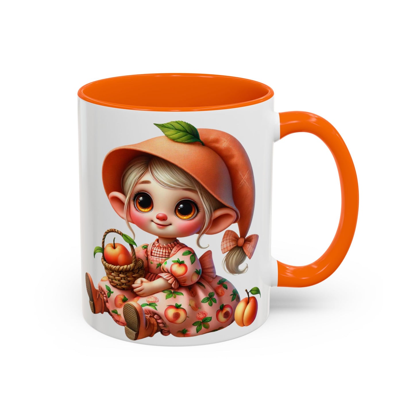 Cute Peach Character Accent Coffee Mug - 11 & 15oz