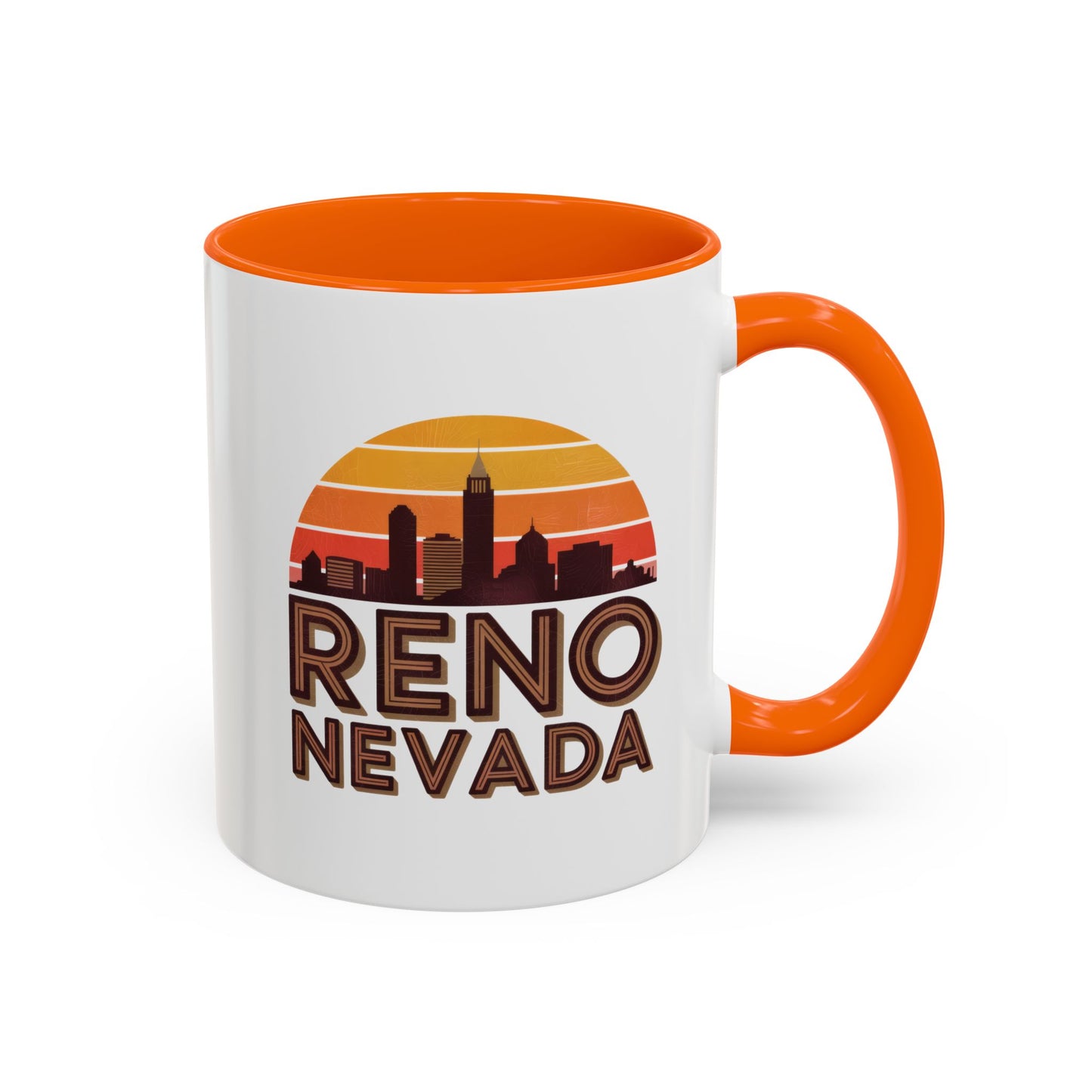 Reno Nevada Accent Coffee Mug | Retro Sunrise Design | Perfect Gift, Kitchen Decor, Souvenir, Coffee Lovers, Travel Mug