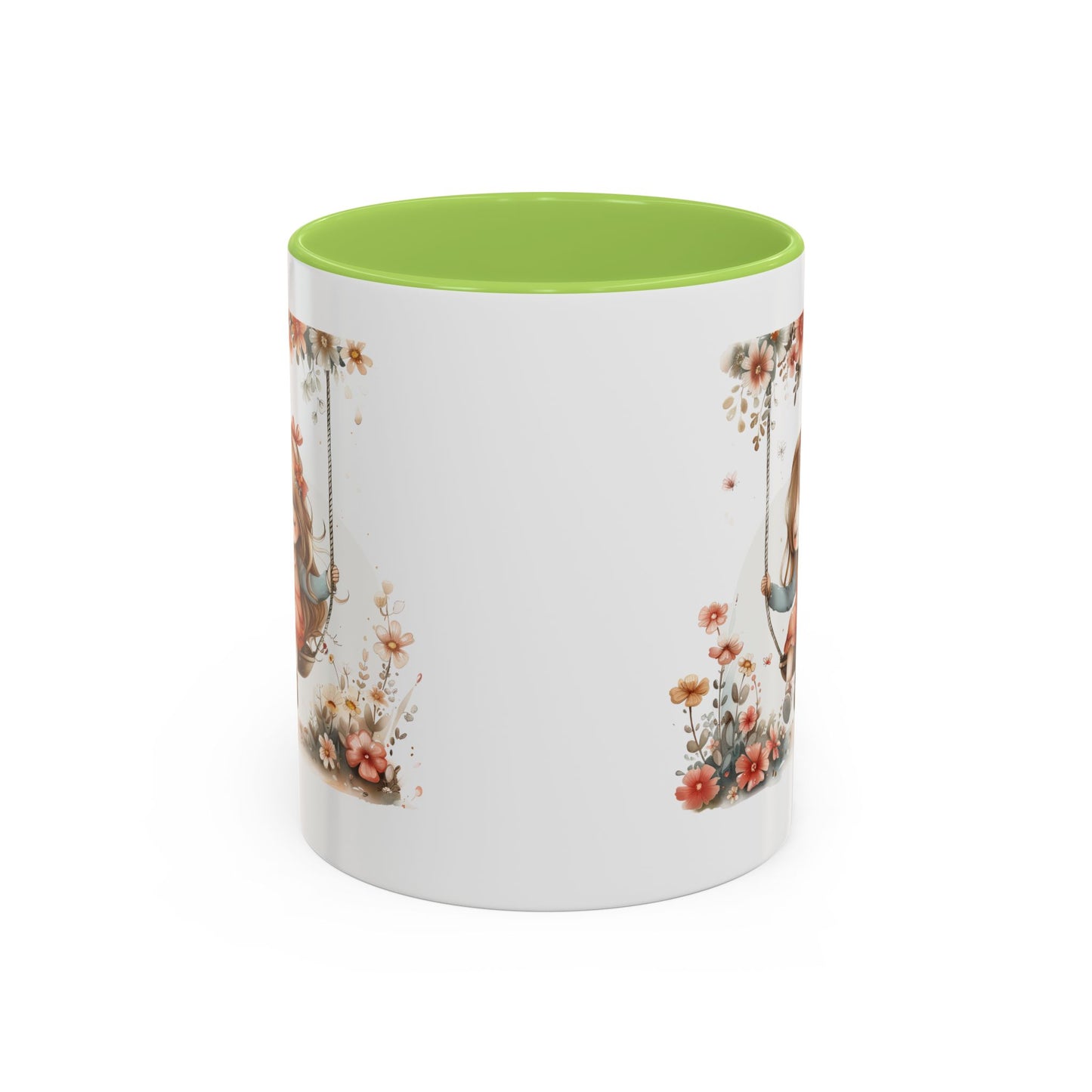 Cute Floral Swing Coffee Mug, Adorable Gift for Her, Tea Lover Mug, Cozy Home Decor, Birthday Gift, Floral Art Drinkware