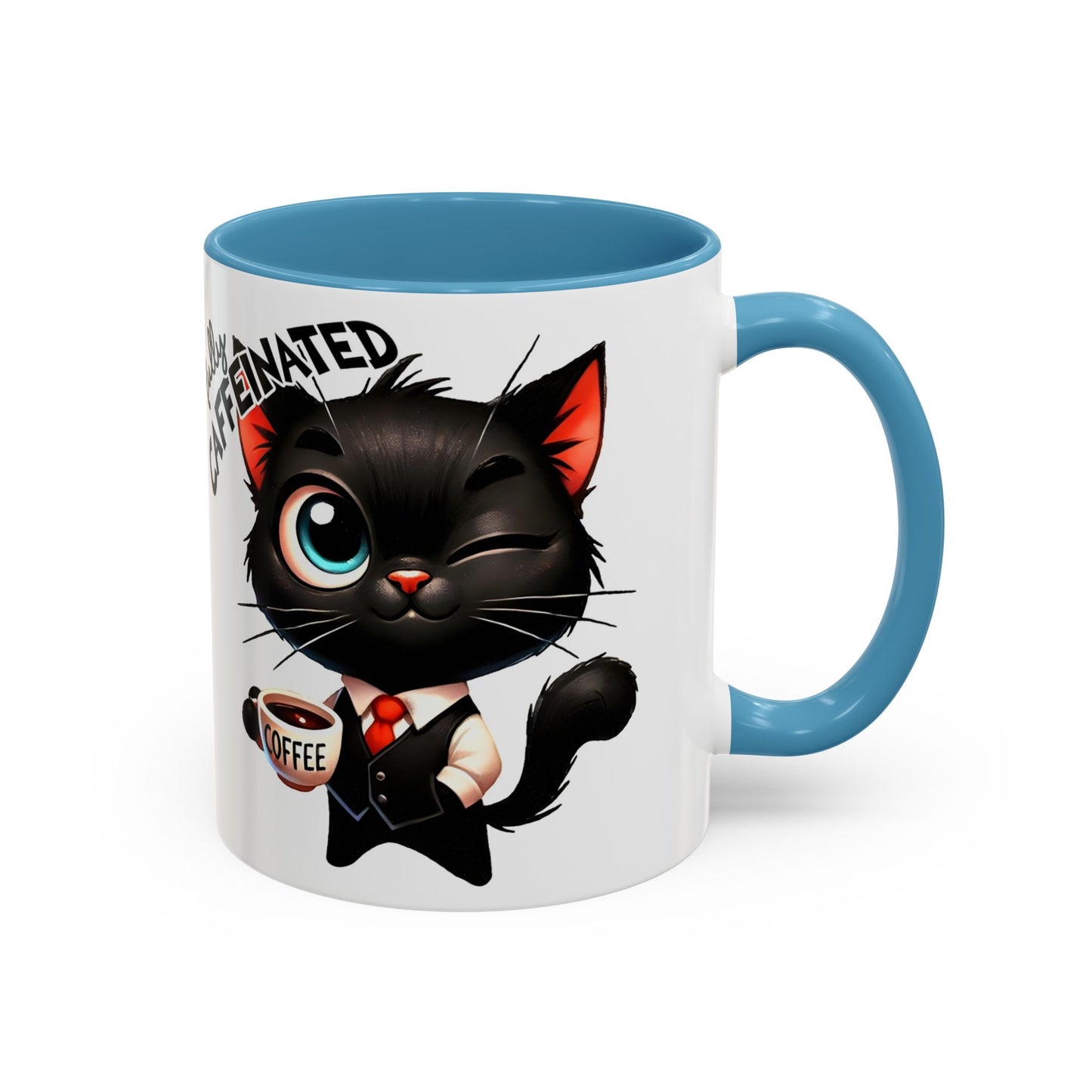 Whimsical Cat-Themed Coffee Mug, Fully Caffeinated, Gift for Cat Lovers, Fun Kitchen Decor, Birthday Gift, Unique Coffee Lover Mug
