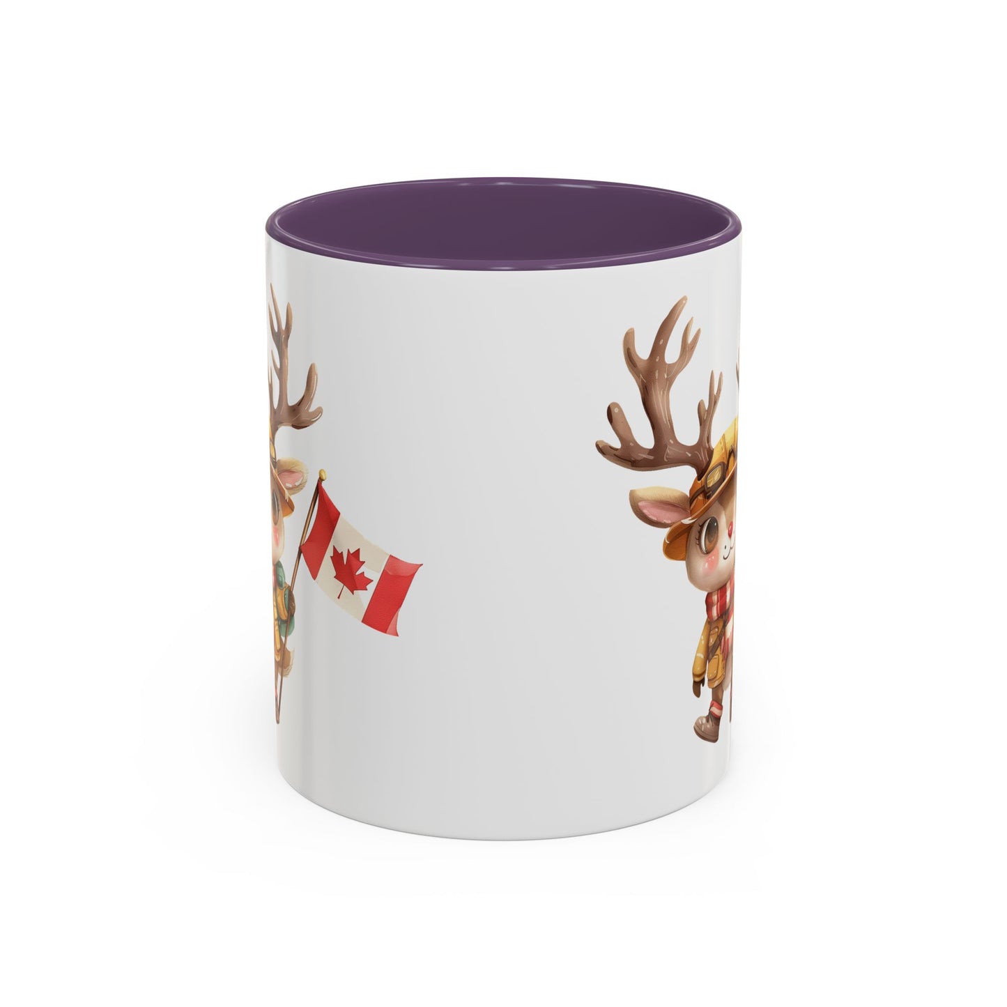 Cute Canadian Reindeer Mug, Accent Coffee Cup for Animal Lovers, Holiday Gift, Cute Kitchen Decor, Seasonal Drinkware