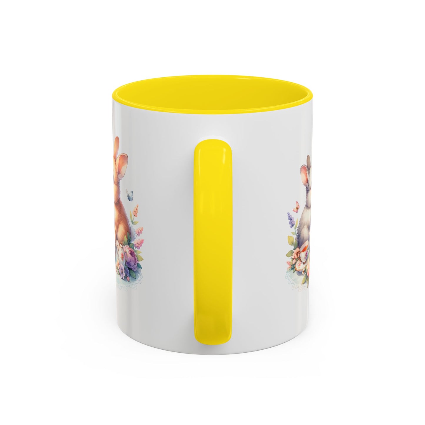 Whimsical Bunny Coffee Mug, Cute Bunny Mug for Spring, Easter Gift, Floral Rabbit Mug, Fun Coffee Cup