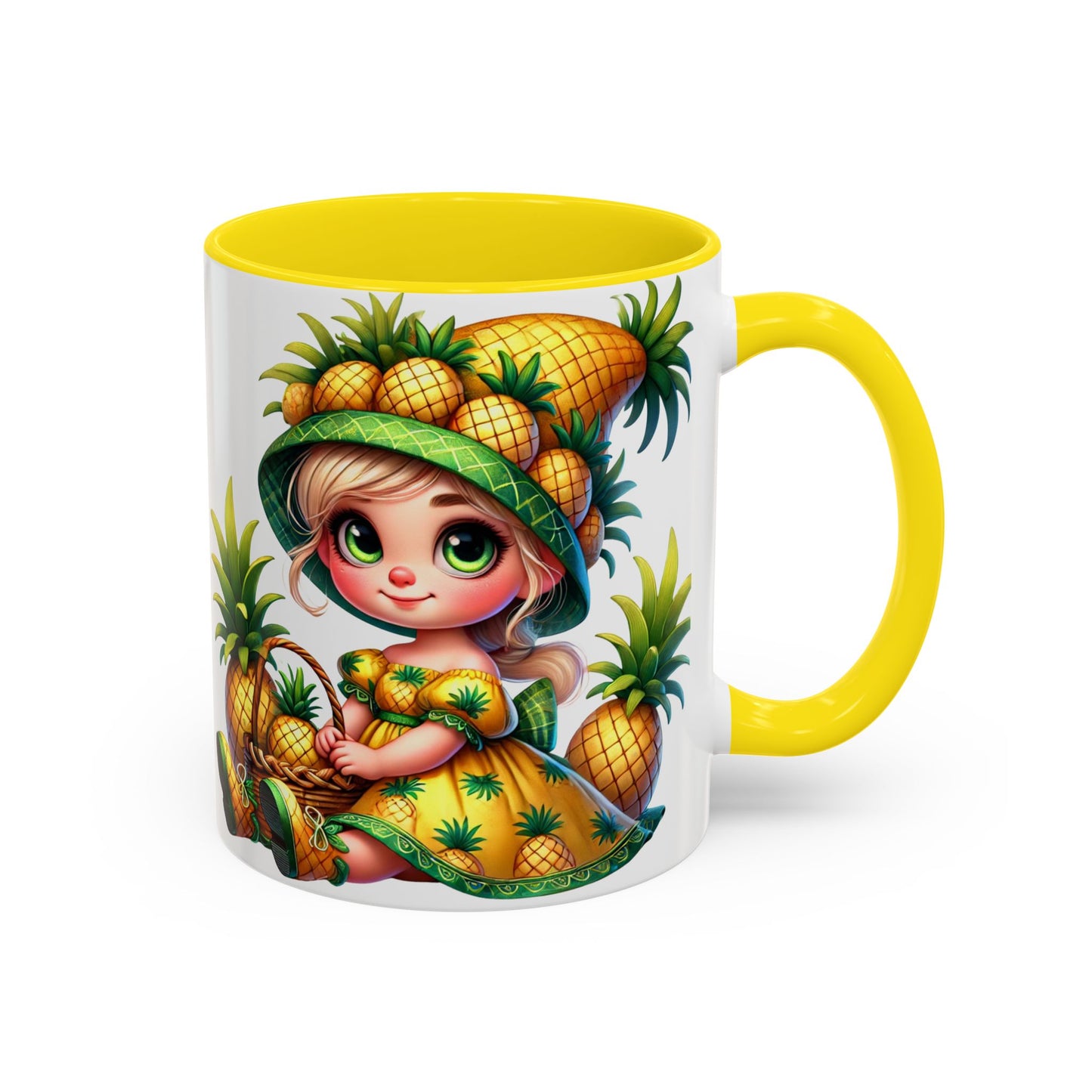 Pineapple Paradise Accent Coffee Mug - Cute Tropical Design, 11oz & 15oz