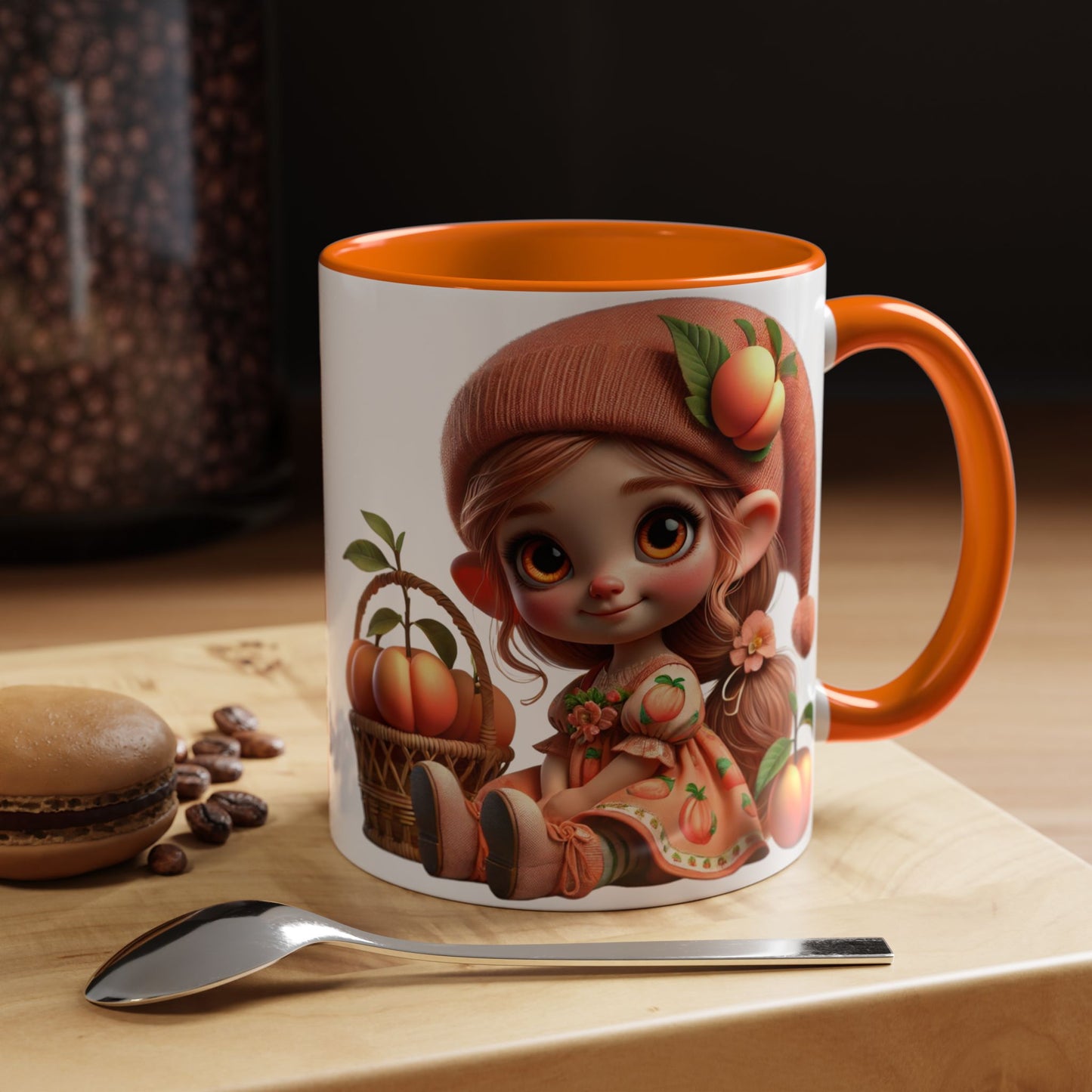 Cute Peach Character Accent Coffee Mug - Ideal for Cozy Mornings