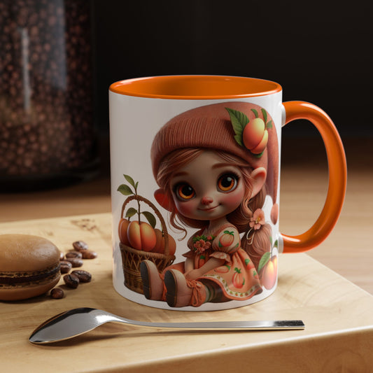 Cute Peach Character Accent Coffee Mug - Ideal for Cozy Mornings