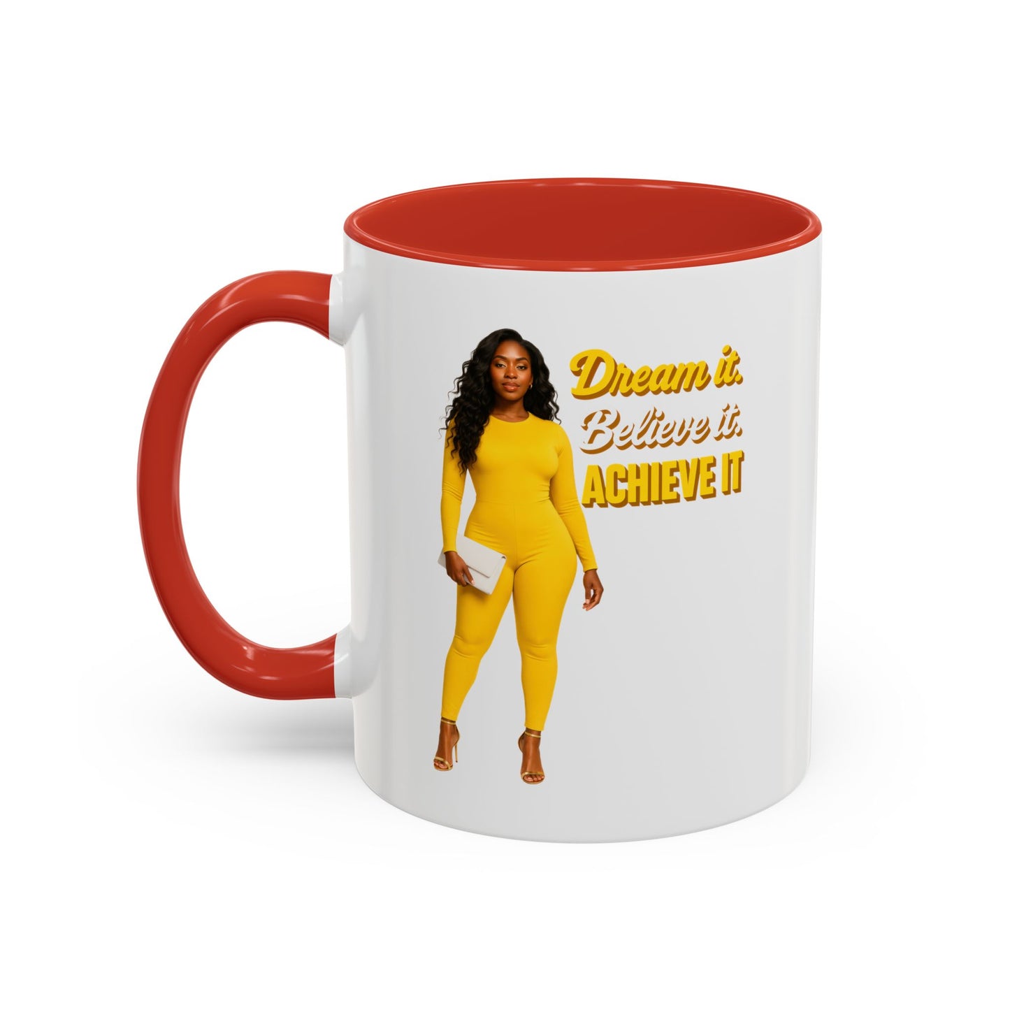 Inspiring Accent Coffee Mug - Dream It, Believe It, Achieve It, Motivational Gift, Coffee Lovers, Home Office Decor