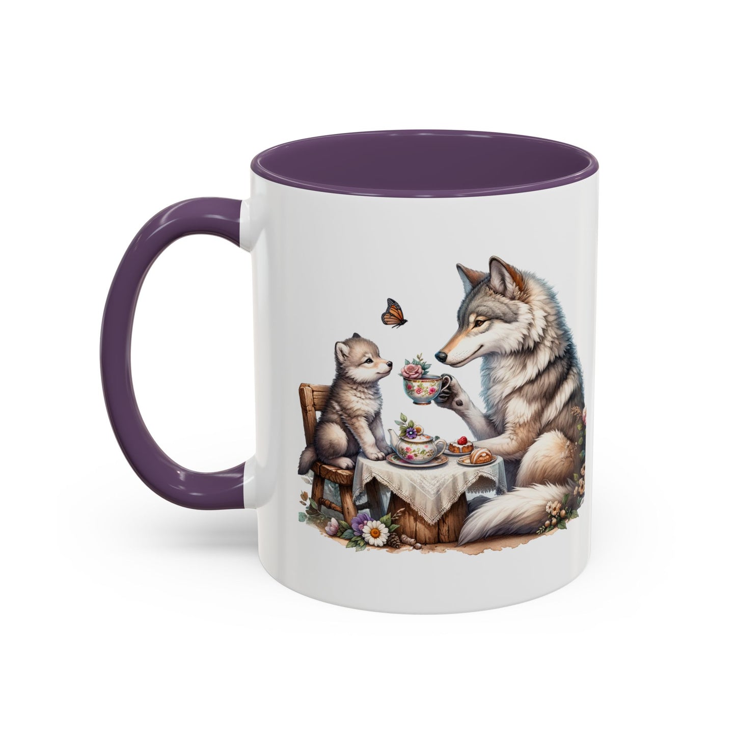 Whimsical Wolf Tea Time Mug | Cute Animal Coffee Cup, Gifts for Animal Lovers, Home Decor, Cozy Kitchen, Unique Gift Idea