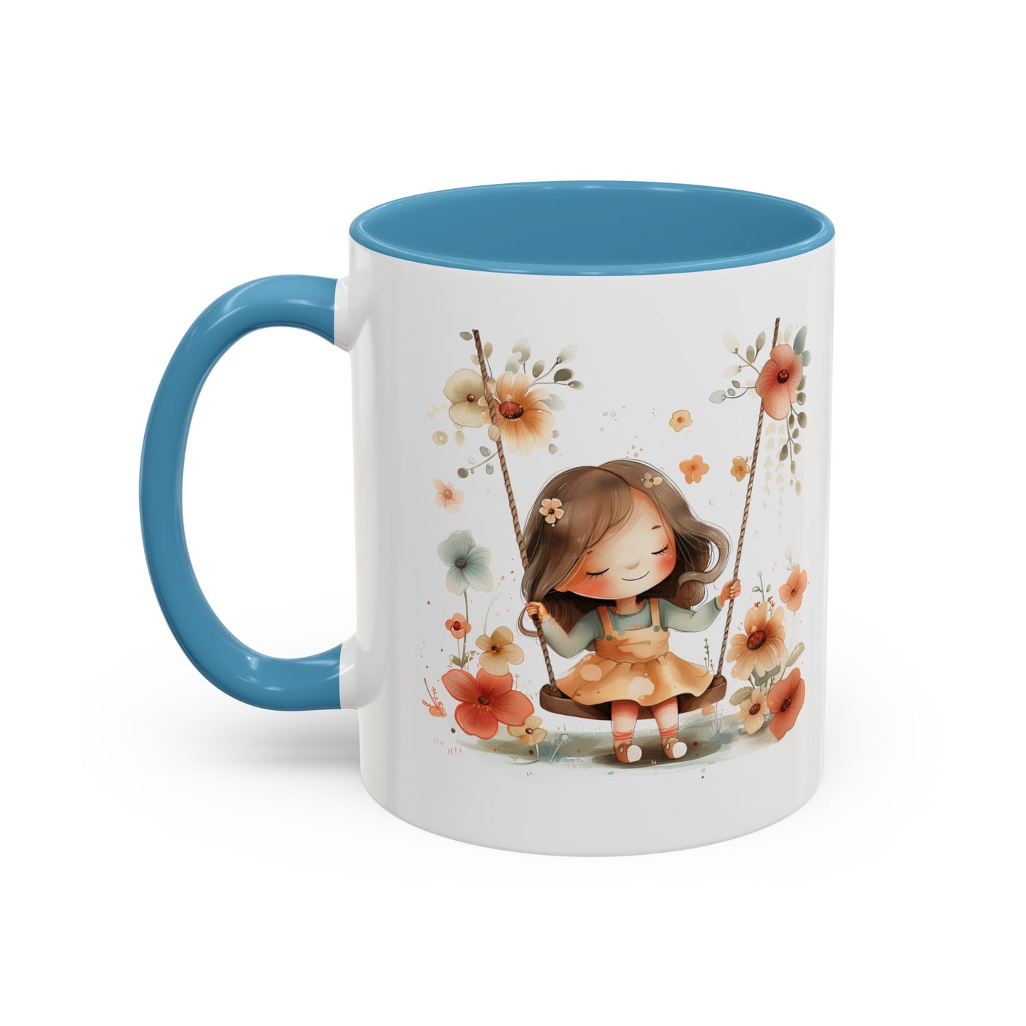 Floral Swing Coffee Mug - Whimsical Flower Design, Cute Gift for Tea Lovers, Boho Kitchen Decor, Birthday, Mother's Day