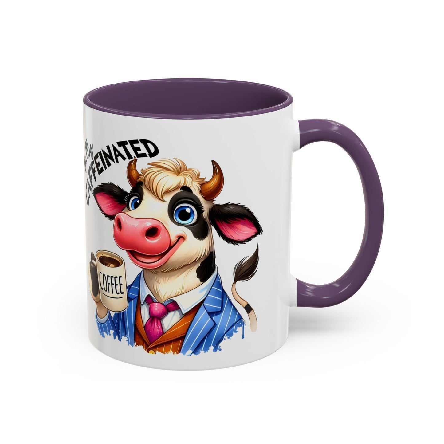 Caffeinated Cow Mug, Cute Animal Coffee Cup, Farmhouse Kitchen Gift, Fun Ceramic Mug for Coffee Lovers, Unique Drinkware for Holidays