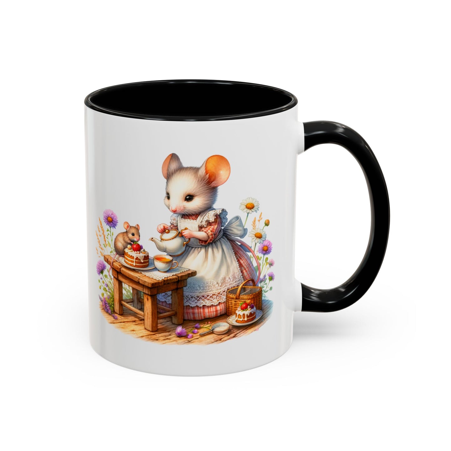Adorable Mouse Kitchen Coffee Mug, Cute Animal Mug, Gift for Baking Lovers, Cozy Home Decor, Kitchenware, Tea Mug, Floral Design