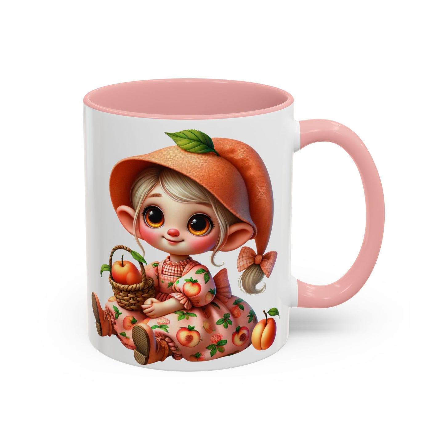Cute Peach Character Accent Coffee Mug - 11 & 15oz