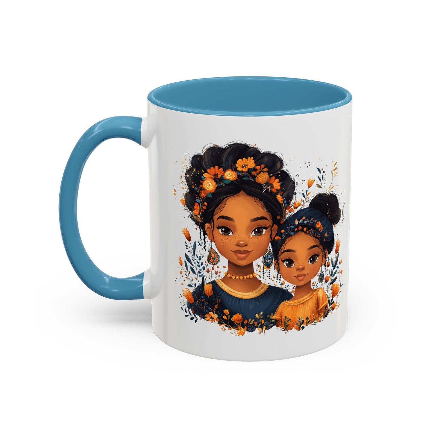 Cute Floral Accent Mug for Coffee Lovers, Gift for Moms, Family Bonding, Fall Decor, Unique Tea Mug