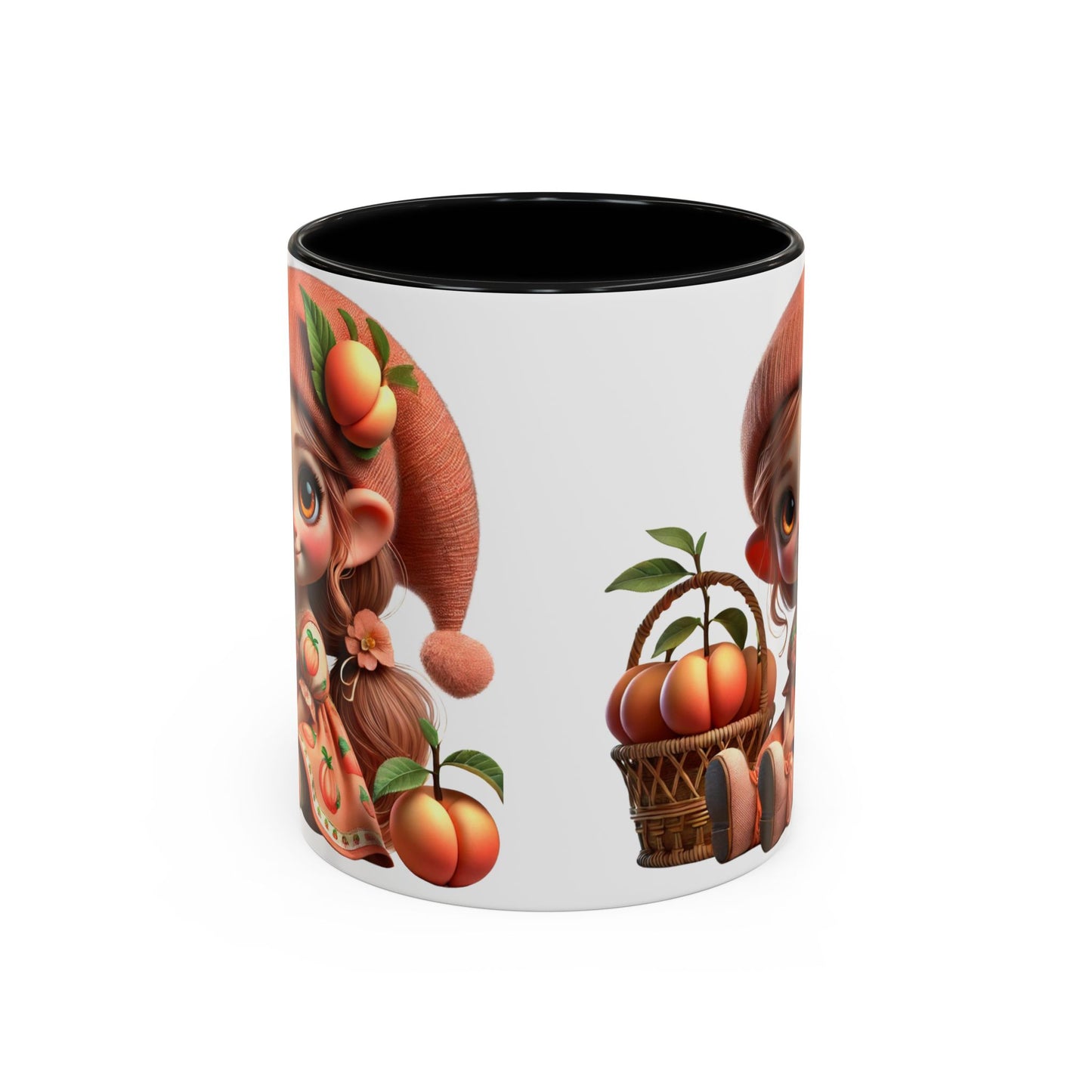 Cute Peach Character Accent Coffee Mug - Ideal for Cozy Mornings