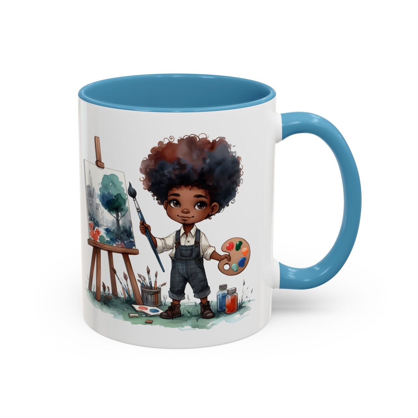 Creative Kid's Coffee Mug | Art Lover Gift | Black & White Accent Mug | Unique Art Design | Children's Art Decor | Fun Ceramic Cup