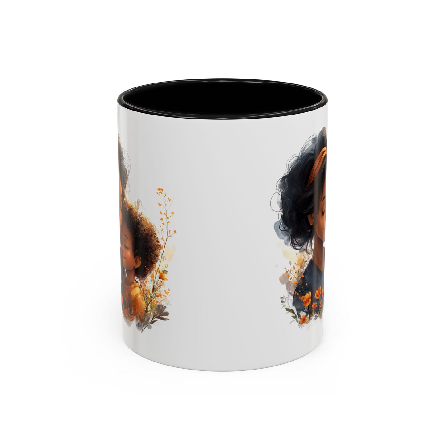 Vibrant Floral Mama & Child Coffee Mug, Black Handle Tea Cup, Perfect Gift for Moms, Cute Nursery Décor, Inspirational Homeware